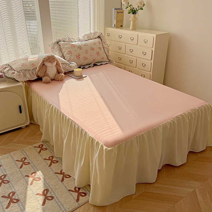 91家纺网 家纺一手货源 找家纺 眠帛家居 2025新款A类法式皱皱纱小清新蕾丝花边四件套 香溢