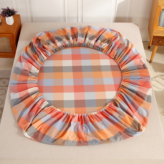 91家纺网 家纺一手货源 找家纺 恋之语 2025新款全棉纯棉色织床笠单品单床笠床笠单件 爱玛橙