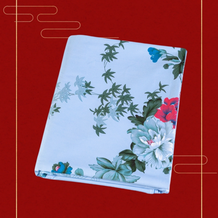 91家纺网 家纺一手货源 找家纺 居美良品 2025新款国民老上海100%全棉床单 牡丹绽放-蓝色