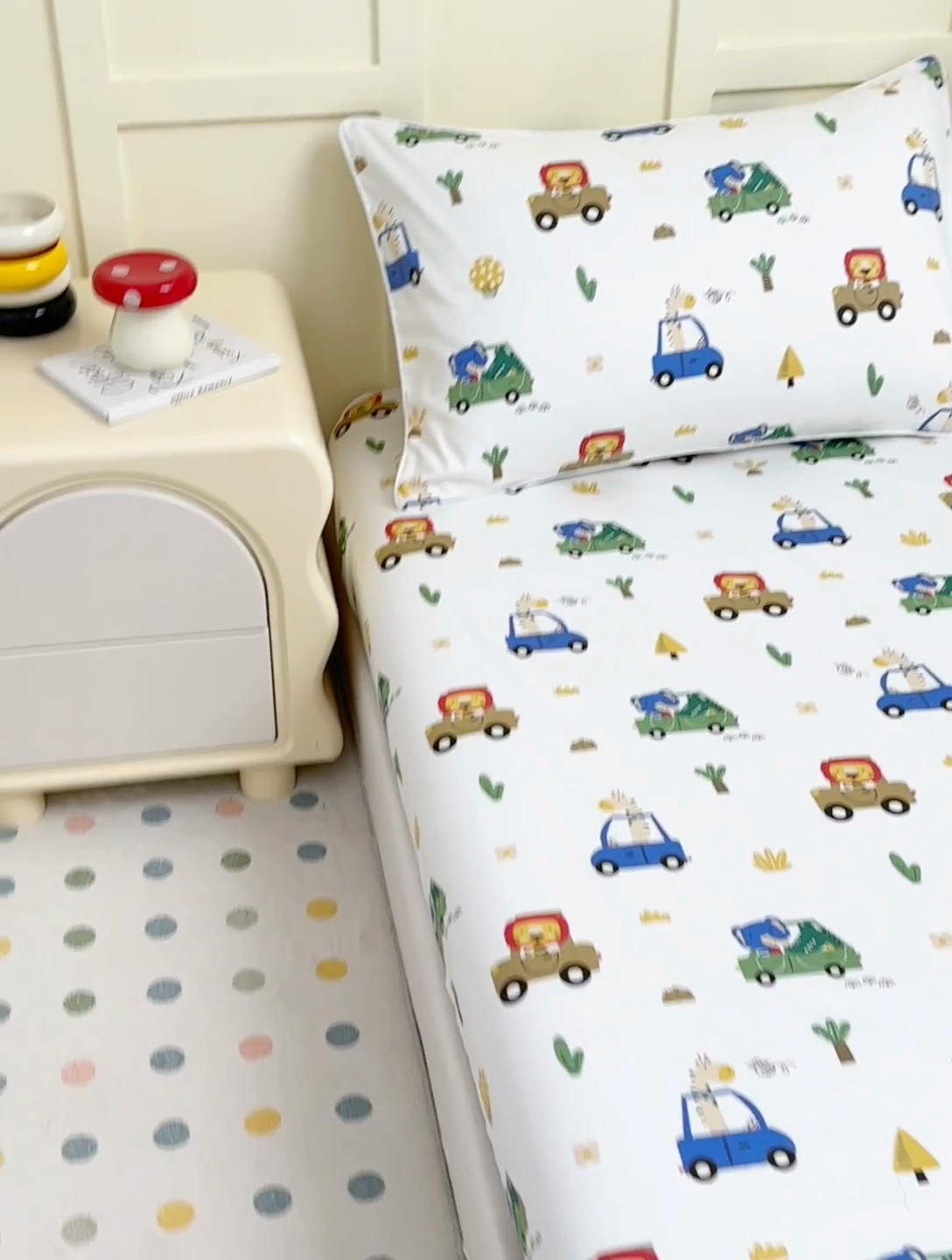 91家纺网 家纺一手货源 找家纺 ds生活馆 2025新款儿童纯棉精梳棉系列单床笠 森林巴士