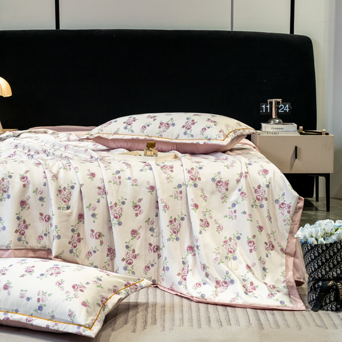 91家纺网 家纺一手货源 找家纺 归属2025新款水洗真丝夏被四件套空调被夏凉被 花期