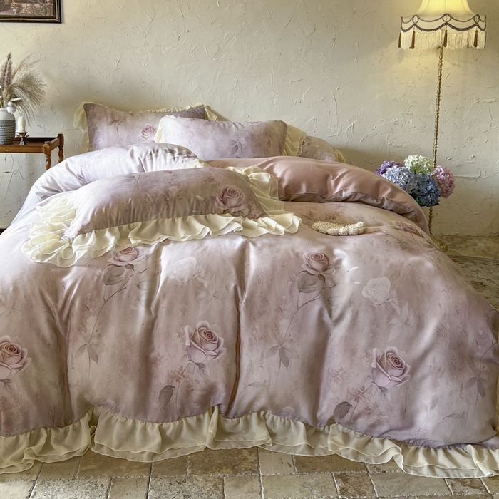 91家纺网 家纺一手货源 找家纺 （总）亲亲公主 2025新款莱赛尔天丝棉玫瑰之恋四件套