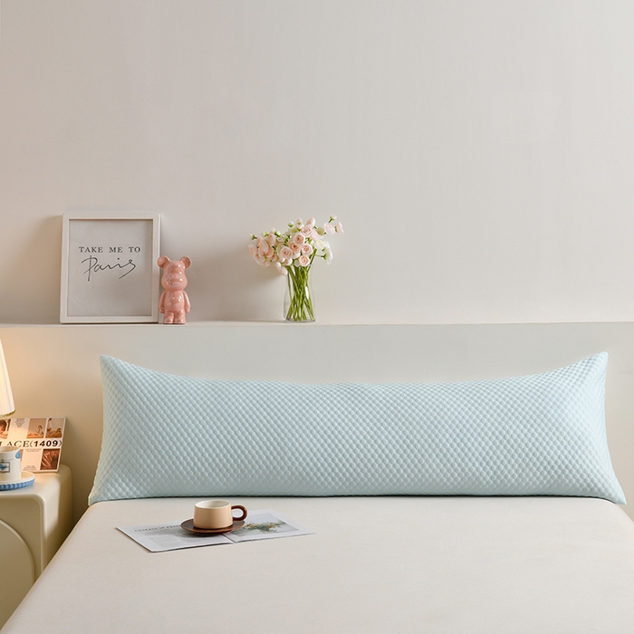 91家纺网 家纺一手货源 找家纺 艾兜坊 2025新款凉豆豆双人枕套 极简-浅蓝