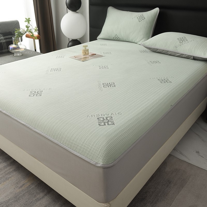 91家纺网 家纺一手货源 找家纺 绒多多 2025新款A类凉感冰豆豆席子凉席床笠款 薄荷绿