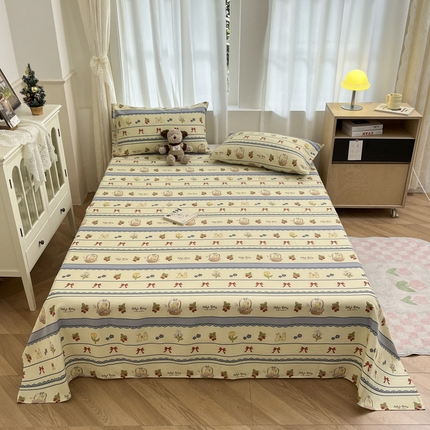 91家纺网 家纺一手货源 找家纺 总 新印象 2025新款原棉包边工艺款老粗布床单三件套