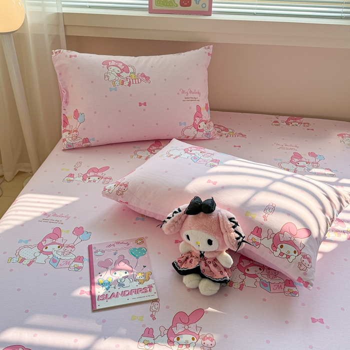 91家纺网 家纺一手货源 找家纺 呗旺鹿 2025新款正版三丽鸥全棉13372单品床笠 童趣美乐蒂