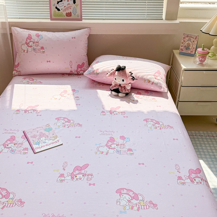 91家纺网 家纺一手货源 找家纺 呗旺鹿 2025新款正版三丽鸥全棉13372单品床单 童趣美乐蒂