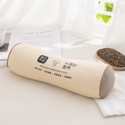 91家纺网 家纺一手货源 找家纺 （总）仁宇枕业 2025新款新品 针织棉大凉山苦荞圆形颈椎护颈枕全荞麦壳腰枕头枕芯