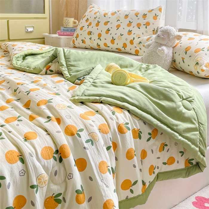 91家纺网 家纺一手货源 找家纺 美澳家纺 2025新款水洗棉印花夏被夏凉被空调被 小橘子