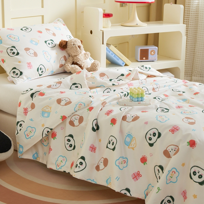 91家纺网 家纺一手货源 找家纺 ds生活馆 2025新款儿童学生纯棉精梳棉系列单夏被 小狗熊猫