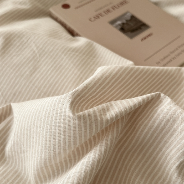 91家纺网 家纺一手货源 找家纺 恋之语 2025新款全棉纯棉色织床笠单品单床笠床笠单件 条纹咖