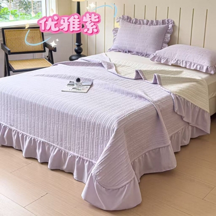 91家纺网 家纺一手货源 找家纺 （总）希朵家纺 2025新款麻夫格床盖三件套