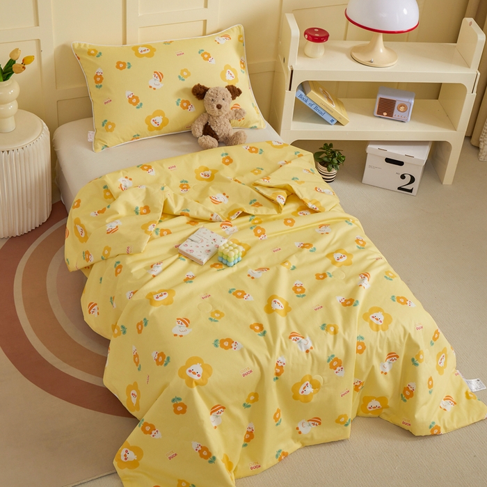 91家纺网 家纺一手货源 找家纺 ds生活馆 2025新款儿童学生纯棉精梳棉系列单夏被 花朵小鸭