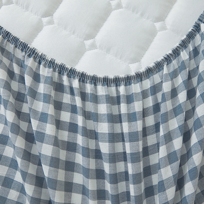 91家纺网 家纺一手货源 找家纺 喜居家纺2025新款A类水洗棉夹棉棉花床笠垫 棉-简蓝格