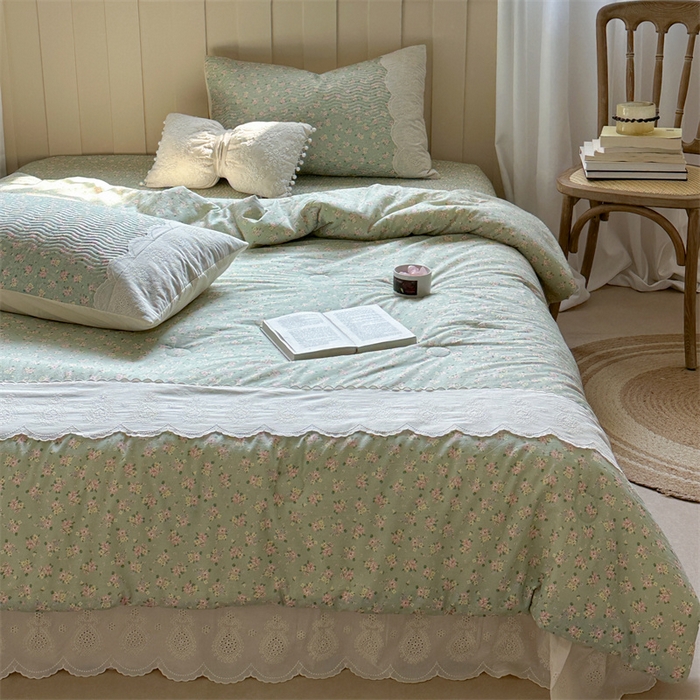 91家纺网 家纺一手货源 找家纺 暖生活 2025新款60支全棉单层纱大豆被 绿茵