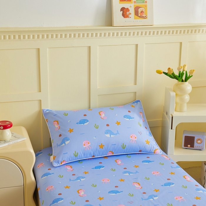 91家纺网 家纺一手货源 找家纺 ds生活馆 2025新款儿童纯棉精梳棉系列单床笠 海底世界