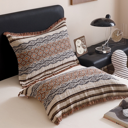 麻依2025新款色织提花流苏枕巾 夏洛特