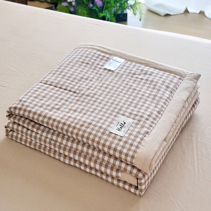 91家纺网 家纺一手货源 找家纺 恋人优选 2025新款纯棉色织水洗夏被 米小格