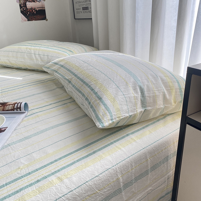 91家纺网 家纺一手货源 找家纺 艾咪-Amy ntmy 2025新款全棉纯棉色织水洗棉单品-平铺款 漫悠黄绿