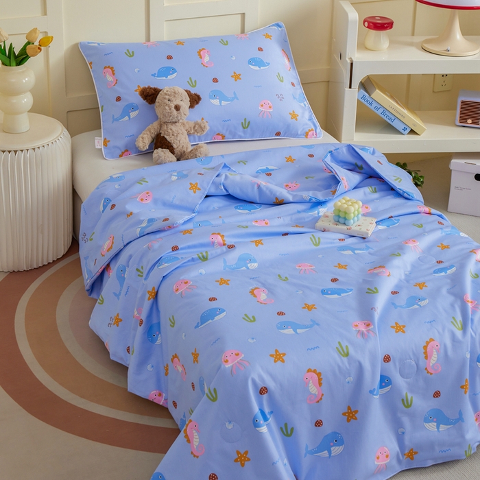 91家纺网 家纺一手货源 找家纺 ds生活馆 2025新款儿童学生纯棉精梳棉系列单夏被 海底世界