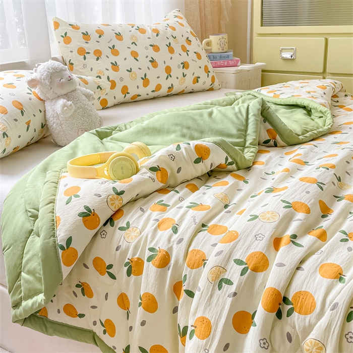 91家纺网 家纺一手货源 找家纺 美澳家纺 2025新款水洗棉印花夏被夏凉被空调被 小橘子