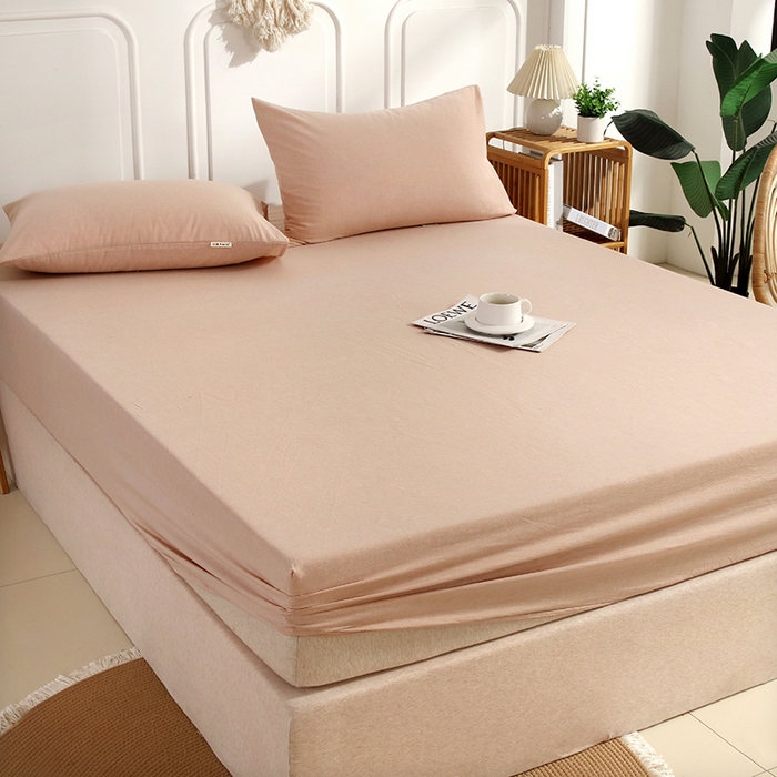 91家纺网 家纺一手货源 找家纺 恋之语 2025新款全棉纯棉色织床笠单品单床笠床笠单件 米驼青年