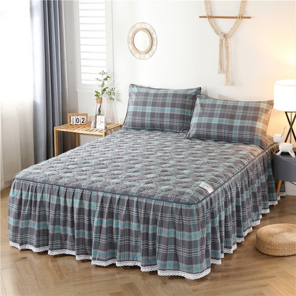 91家纺网 家纺一手货源 找家纺 （总）乐逸家纺 2025新品全棉色织水洗棉夹棉床裙