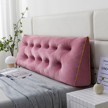 色鬼布艺 2025新款多功能三角楔形枕头带口袋 千黛粉