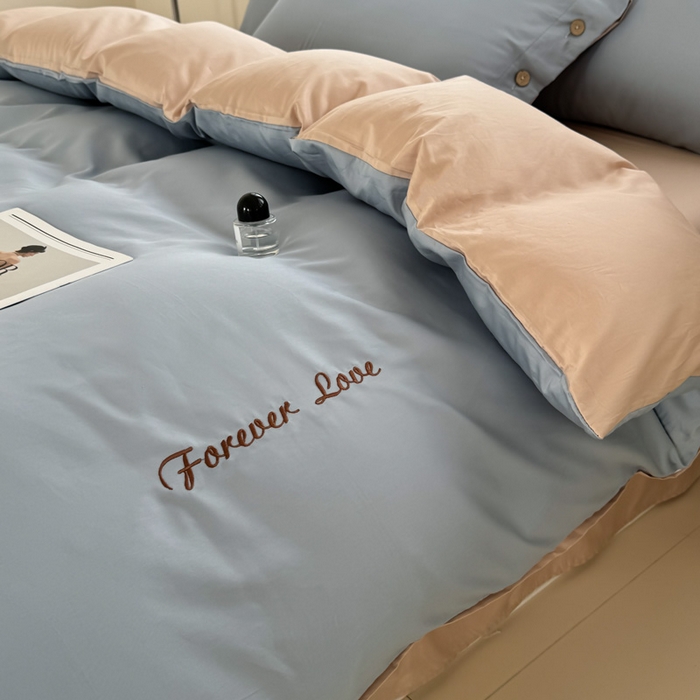 91家纺网 家纺一手货源 找家纺 艾迪尚家纺 2025新款A类纯色双拼长绒棉纯棉刺绣系列单品被套 被套单件（有单品 可定制） 灰杏谧境