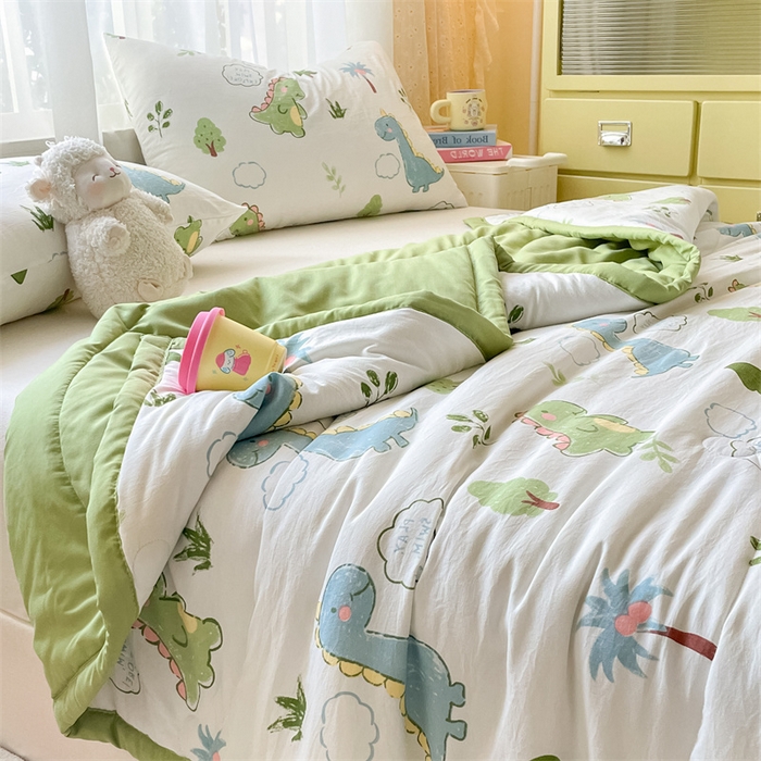 91家纺网 家纺一手货源 找家纺 美澳家纺 2025新款水洗棉印花夏被夏凉被空调被 小恐龙