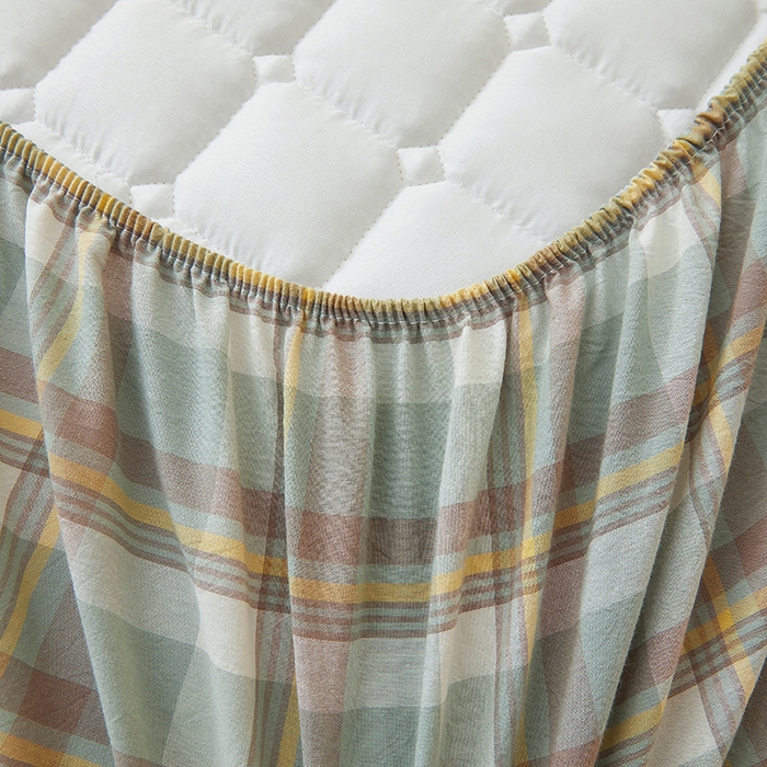 91家纺网 家纺一手货源 找家纺 喜居家纺2025新款A类水洗棉夹棉棉花床笠垫 棉-云舒绿