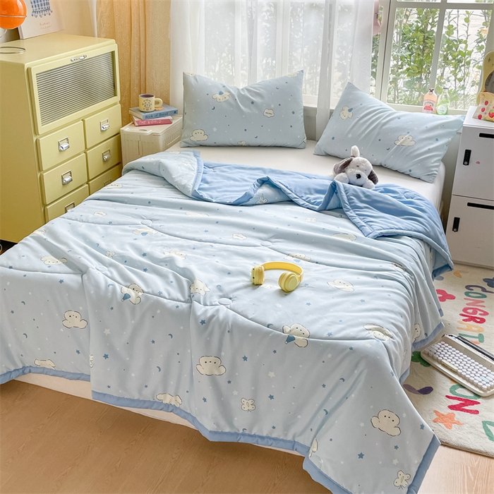 91家纺网 家纺一手货源 找家纺 美澳家纺 2025新款水洗棉印花夏被夏凉被空调被 心悦狗