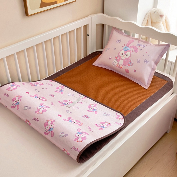 91家纺网 家纺一手货源 找家纺 梵赫 2025新款冰丝古藤双面卡通儿童凉席凉席-星黛小兔