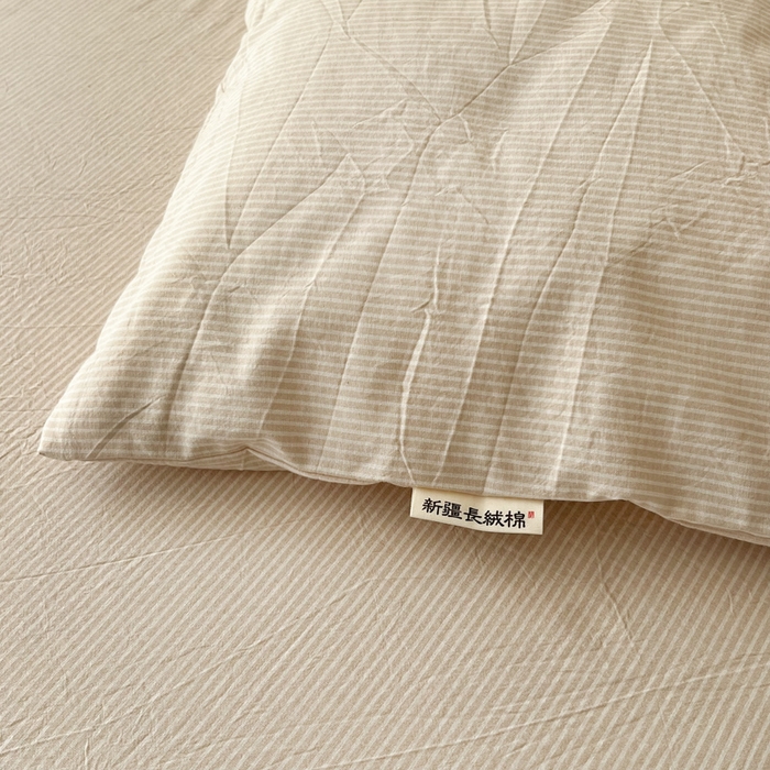 91家纺网 家纺一手货源 找家纺 恋之语 2025新款全棉纯棉色织被套单品单被套被套单件 条纹咖