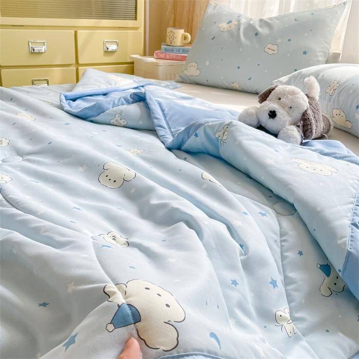 91家纺网 家纺一手货源 找家纺 美澳家纺 2025新款水洗棉印花夏被夏凉被空调被 心悦狗