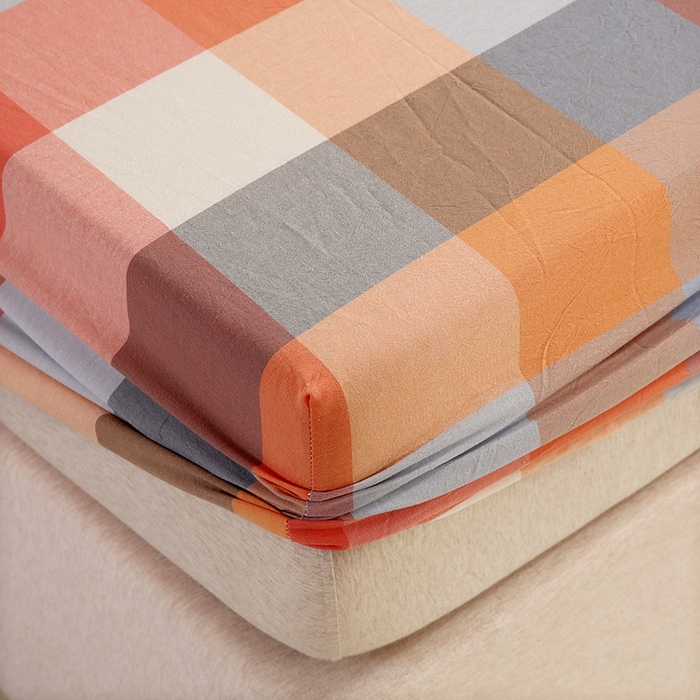 91家纺网 家纺一手货源 找家纺 恋之语 2025新款全棉纯棉色织床笠单品单床笠床笠单件 爱玛橙