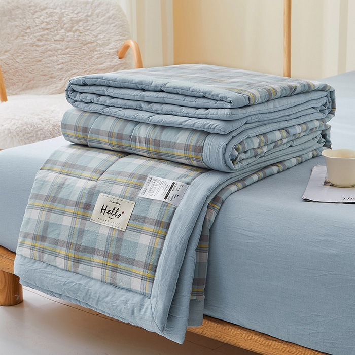 91家纺网 家纺一手货源 找家纺 恋人优选 2025新款纯棉色织水洗夏被 莫妮兰