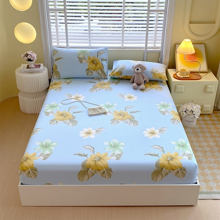 91家纺网 家纺一手货源 找家纺 （总）春皖家纺 2025新款A类全棉简约老粗纱布四件套风格一-普通款单床笠