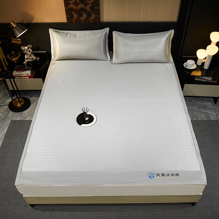 999家纺 2025新款轻柔丝抗菌冰丝藤凉席（复合三明治款）宽包刺绣冰丝软席藤席 抗菌三明治冰丝藤席冰川-星光灰