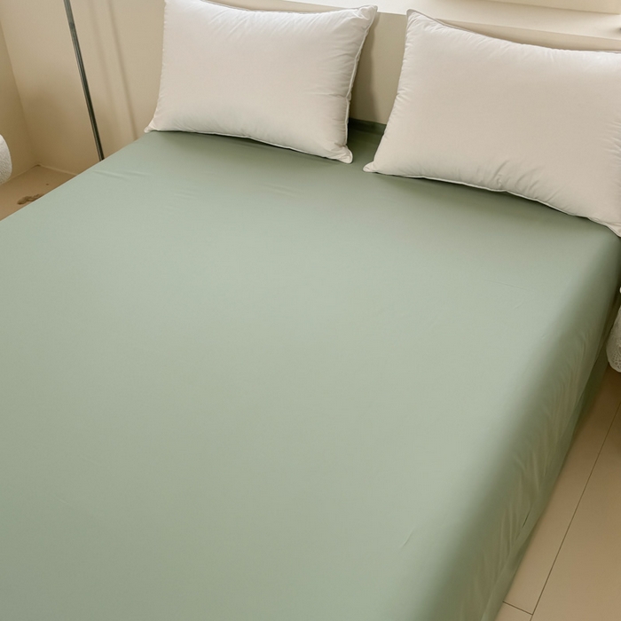 91家纺网 家纺一手货源 找家纺 艾迪尚家纺 2025新款A类纯色双拼长绒棉纯棉刺绣系列单品床单 床单单件（有单品 可定制） 黄芽翠眠