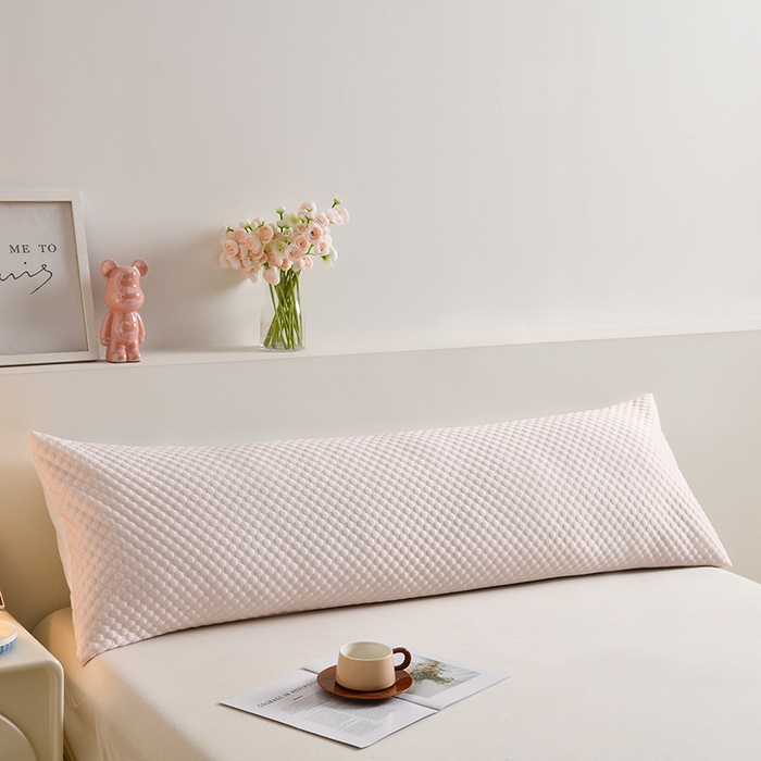 91家纺网 家纺一手货源 找家纺 艾兜坊 2025新款凉豆豆双人枕套 极简-浅粉