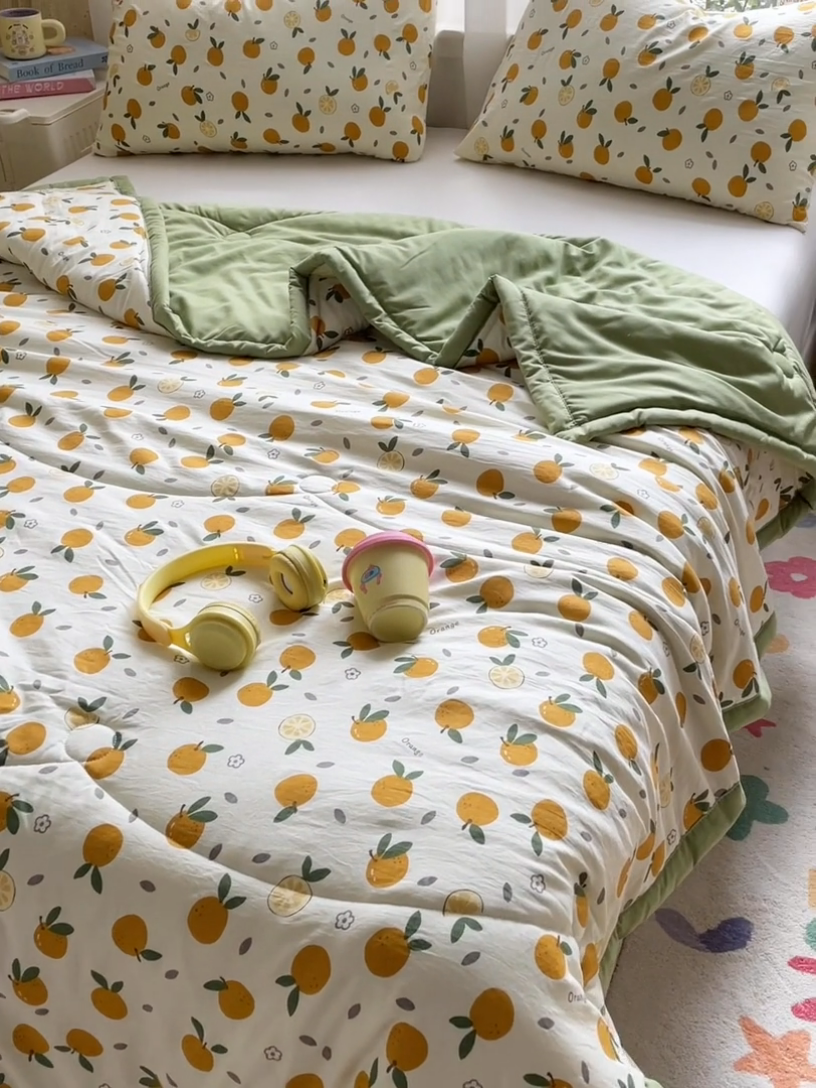 91家纺网 家纺一手货源 找家纺 美澳家纺 2025新款水洗棉印花夏被夏凉被空调被 小橘子