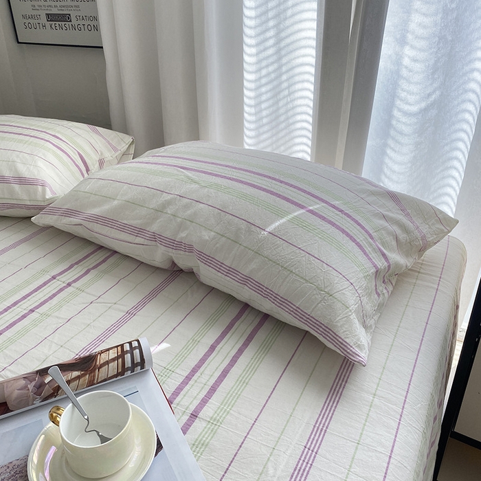 91家纺网 家纺一手货源 找家纺 艾咪-Amy ntmy 2025新款全棉纯棉色织水洗棉单品-平铺款 漫悠绿紫