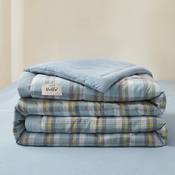 91家纺网 家纺一手货源 找家纺 恋人优选 2025新款纯棉色织水洗夏被 莫妮兰