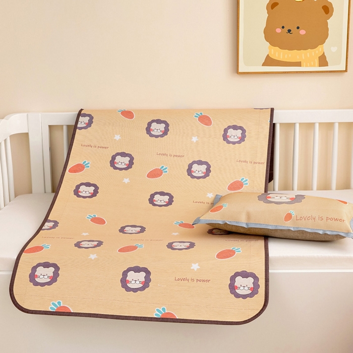 91家纺网 家纺一手货源 找家纺 梵赫 2025新款冰丝古藤双面卡通儿童凉席凉席-萌宠小狮子