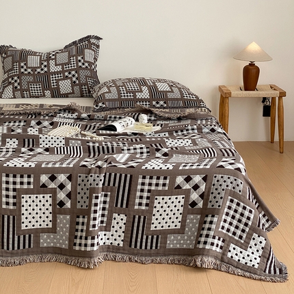 麻依 2025新款全棉四层纱布流苏毯旅行披肩休闲毛巾被 维也纳