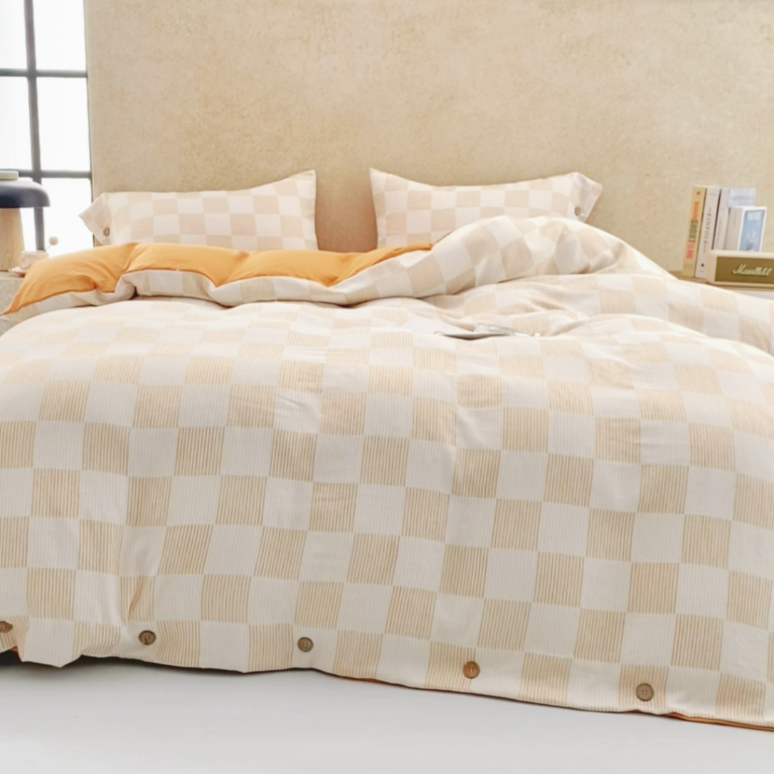 91家纺网 家纺一手货源 找家纺 （总）恋之语 2025新款亲肤舒适提花纽扣款四件套