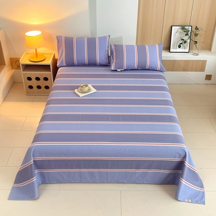 91家纺网 家纺一手货源 找家纺 （总）春皖家纺 2025新款A类全棉简约老粗纱布四件套风格一-普通款单床单