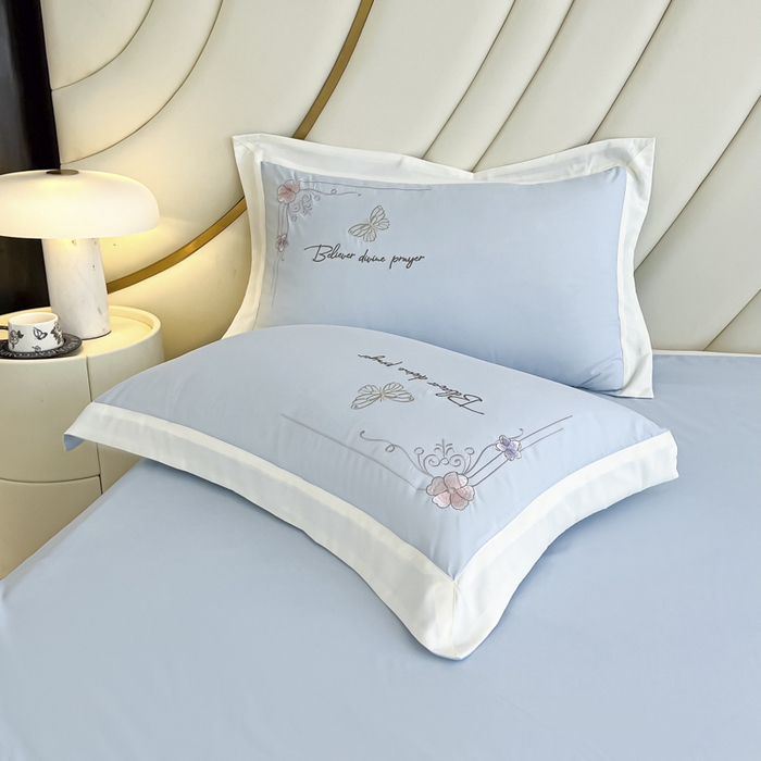 91家纺网 家纺一手货源 找家纺 恋之语 2025新款水洗棉刺绣四件套-锦绣花 锦绣花-天蓝