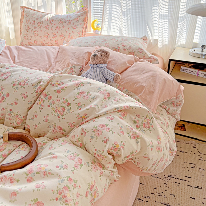 91家纺网 家纺一手货源 找家纺 暖芯优选 2025新款全棉纯棉一字绣四件套系列 花舞轻盈